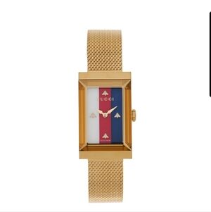 Gucci Stainless Steel Mother Of Pearl 21mm Web G-frame Watch